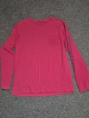Vineyard Vines Long Sleeve Pocket Tee in Raspberry Pink